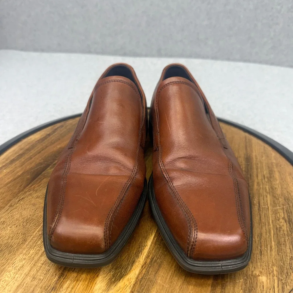 ECCO Mens Helsinki Slip On Loafers Brown Leather Dress Shoes Men's 7 EU 41